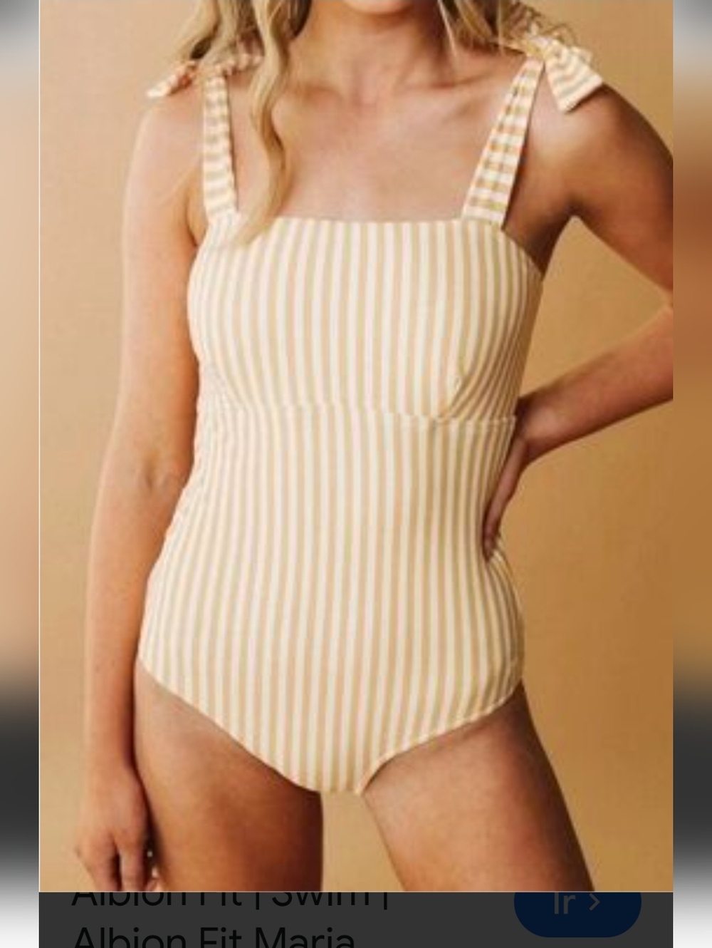Albion Cream Swim Fabric with Orange Trim